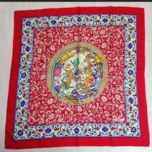 Celine Vintage 80's Zodiac Astrology Print Silk Scarf